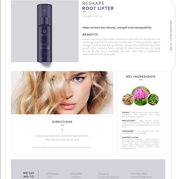 Monat Reshape Root Lifter 4.5 oz Spray Brand New - Picture 4 of 5